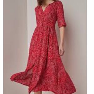 Ba&ash new tags red white print  rayon midi dress sz2